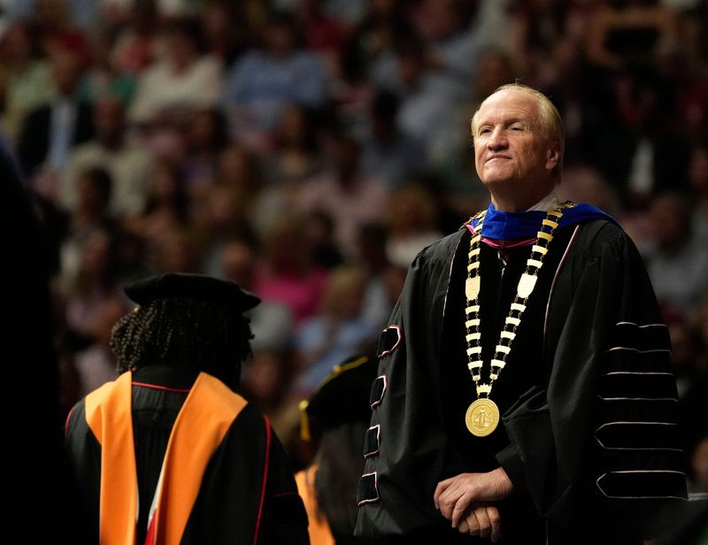 Former University of Alabama President Stuart Bell oversees his final graduation at the University of Alabama.