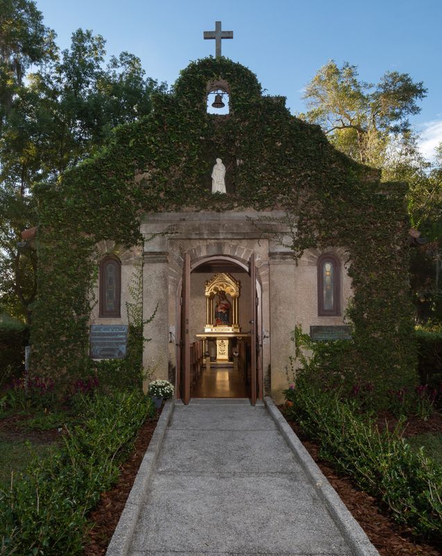 The church at the National Shrine of Our Lady of La Leche at Mission Nombre de Dios in St. Augustine. The site marks the founding of St. Augustine and the beginning of a continuous Catholic presence in the area.