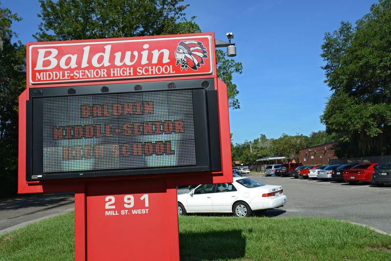 Baldwin Middle-Senior High School entrance sign