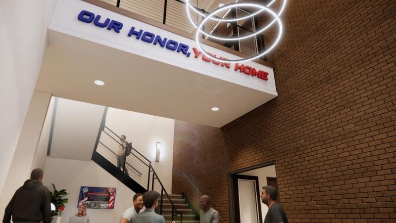 An inside view of the stairway in the planned two-story Jacksonville Veterans Community Center is shown in their rendering of what the city of Jacksonville plans to build.