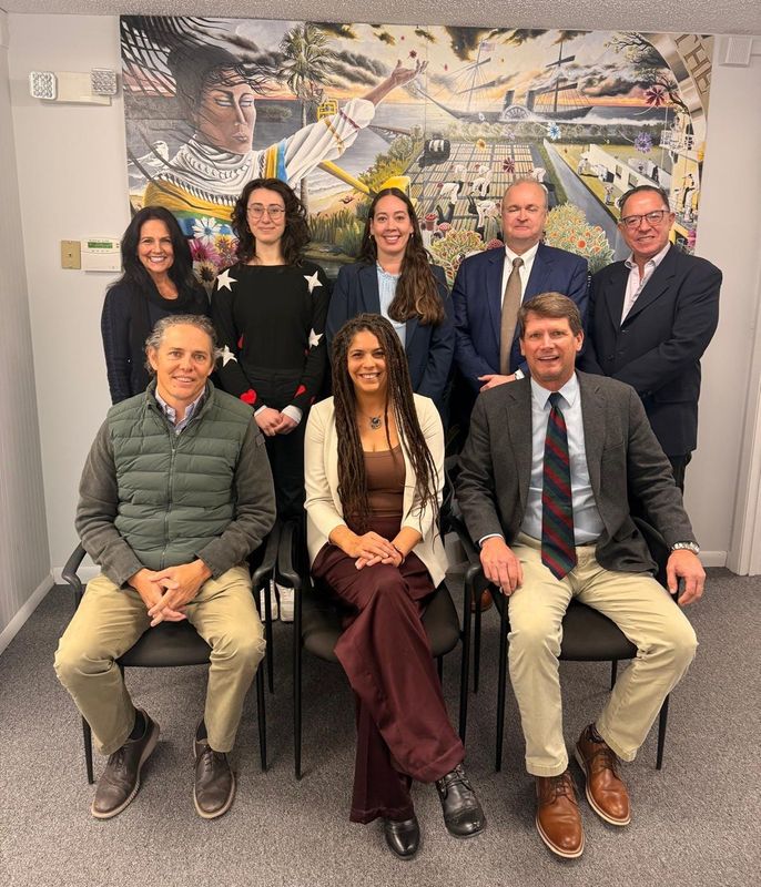 Standing, from left, Deborah Chapman, UnidosNow consultant; Alexandra DeMartino, UnidosNow operations manager; Mabel Colon, Johnson Scholarship Foundation program; David Blaikie, Johnson Scholarship Foundation board member; Juan Pablo Salas, UnidosNow development director. Sitting, Kelly Kirschner, UnidosNow board chair; Evelyn Almodóvar, UnidosNow executive director; and Robert Krause, Johnson Scholarship Foundation CEO.