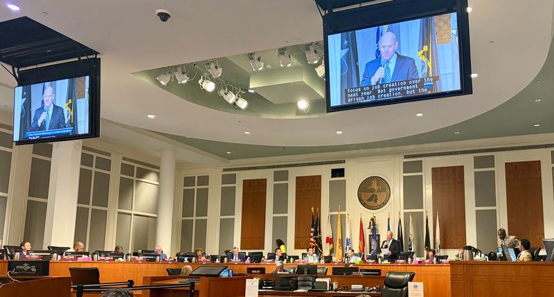Jacksonville City Council Vice President Nick Howland speaks May 26, 2026 during a meeting when the council voted 19-0 to make him the next council president for a one-year term that will start July 1.