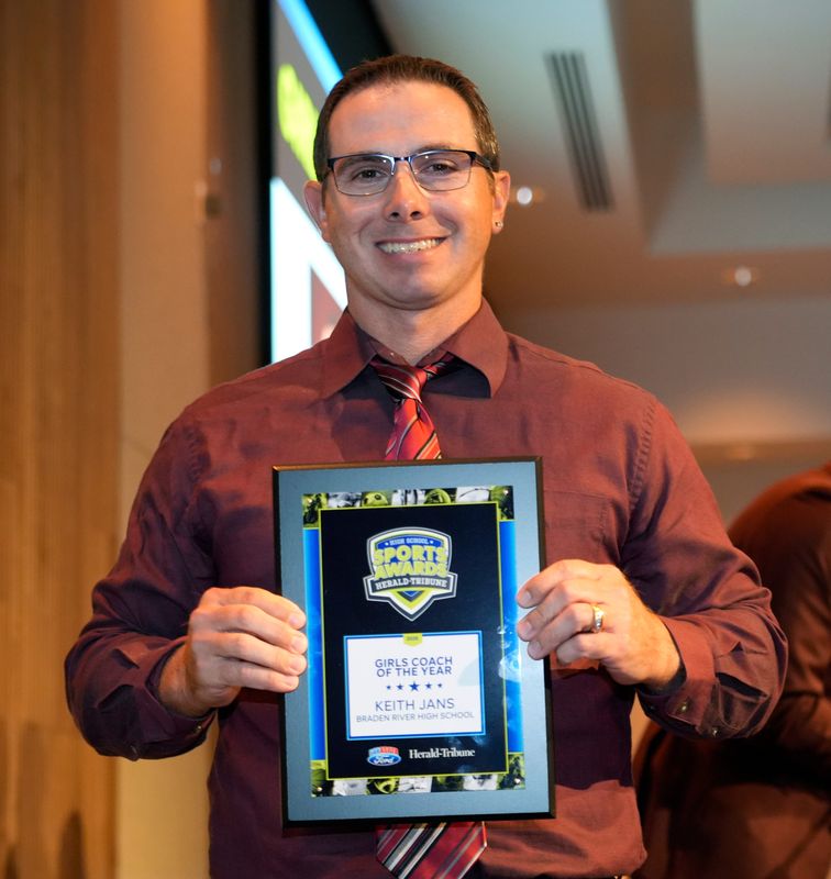 Keith Jans of Braden River High was named the girls coach of the year. The Herald-Tribune’s annual Sarasota-Manatee High School Sports Awards was held Tuesday evening, May 26, 2026 at The Ora in Sarasota. The event recognizes the best student athletes from fall, winter and spring high school sports seasons.