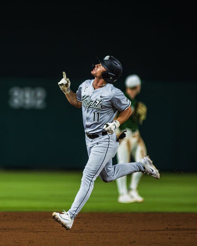 UCF's Andrew Williamson (11) rounds the bases after hitting a home run against Stetson on March 24, 2026, at Melching Field.