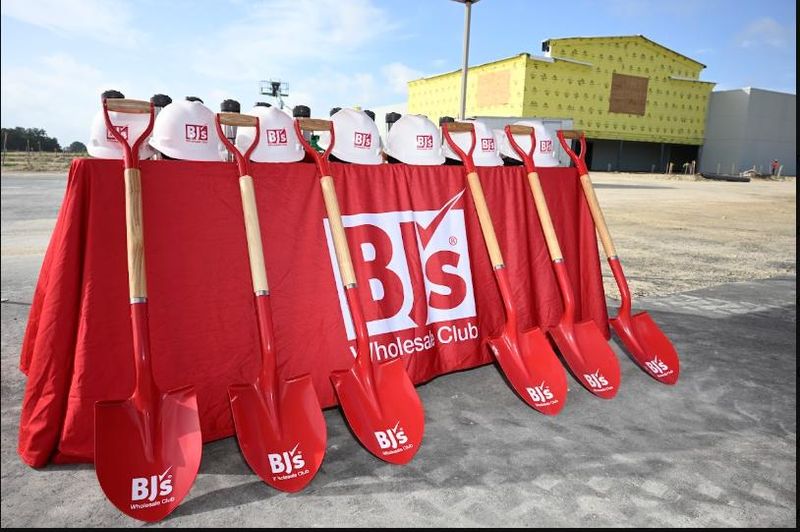 Shovels and helmets were in place before the groundbreaking ceremony of BJ's Wholesale Club on May 27, 2026.