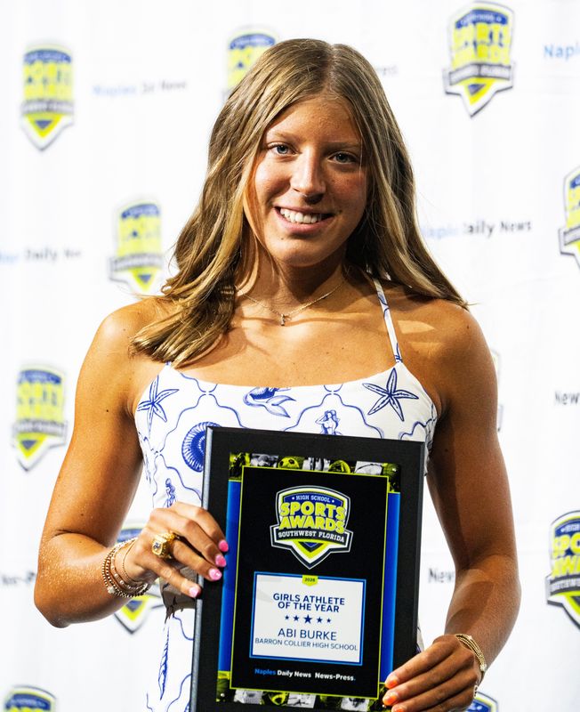 Abi Burke of Barron Collier High School swimmiming was named girls athlete of the year at Southwest Florida’s high school sports awards at Alico Arena on Wednesday, May 27, 2026.