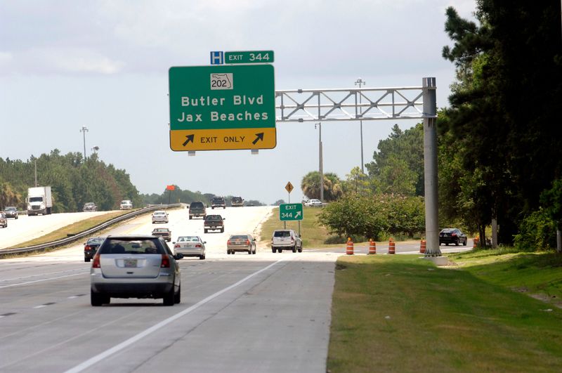 A much-needed two-lane extension has been completed at Exit 344 toward Butler Boulevard on Interstate 95 south in this 2010 file photo.