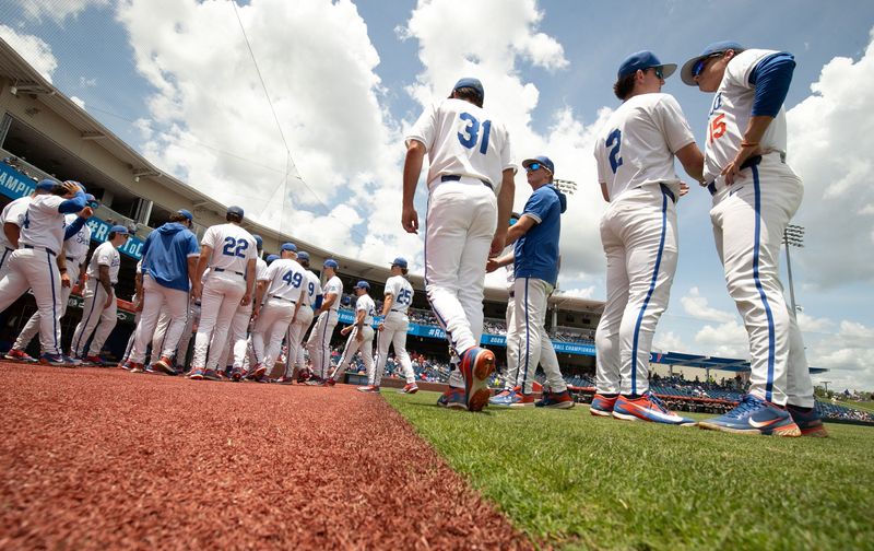 Florida gets ready to take on Rider during the 2016 NCAA Baseball Championship Gainesville Regional baseball game at Condron Family Ballpark in Gainesville, FL on Friday, May 29, 2026. [Alan Youngblood/Gainesville Sun]