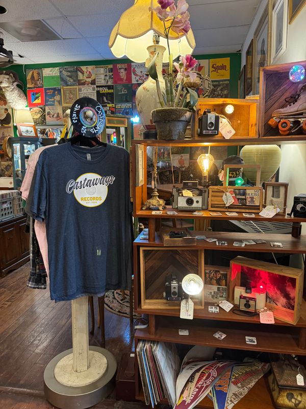 Interior of the record shop section of Castaway Vintage to Modern.