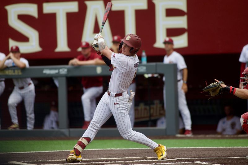 Gabe Fraser hits a home run as FSU baseball hosts St. John’s in the NCAA Tallahassee Regional on Friday, May 29, 2026 at Dick Howser Stadium.