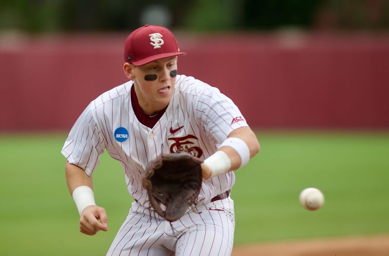 Cal Fisher makes a play as FSU baseball hosts St. John’s in the NCAA Tallahassee Regional on Friday, May 29, 2026, at Dick Howser Stadium.