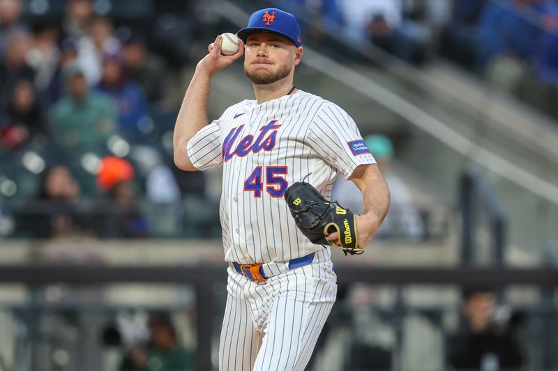 New York Mets starting pitcher Christian Scott (45) on May 13, 2026, at Citi Field.
