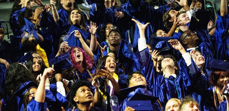 Member of the Cypress Lake High School class of 2026 celebrate graduation at Suncoast Credit Union Arena on the Florida SouthWestern State College on Sunday, May 31, 2026. Approximately 333 seniors graduated.