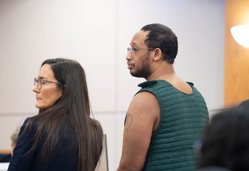 Jaylen Prude, right, appears in court at the M.C. Blanchard Judicial Building in Pensacola on June 1, 2026.