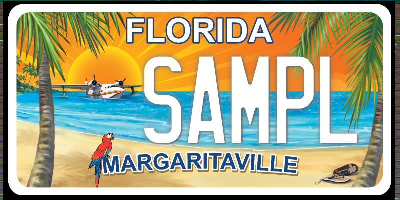 The Margaritaville specialty license plate is available in Florida.