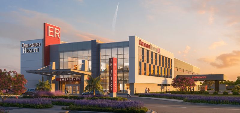 Rendering of planned Orlando Health Viera hospital expected to break ground in June of 2026.