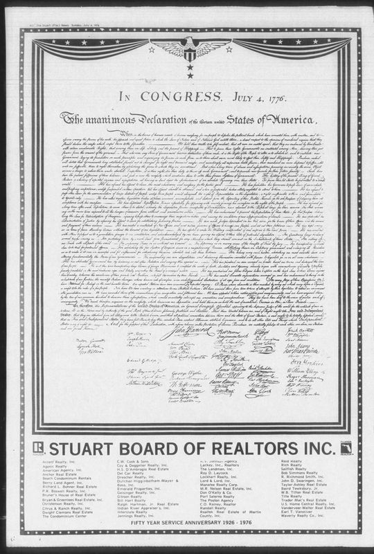 The Stuart News devoted several paged of its July 4, 1976, edition to the U.S. bicentennial.