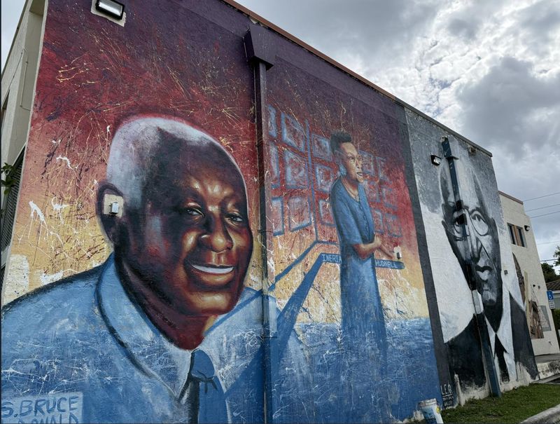 Samuel B. McDonald is honored with other local luminaries on a mural on Tamarind Avenue in West Palm Beach just past 20th Street in West Palm Beach.