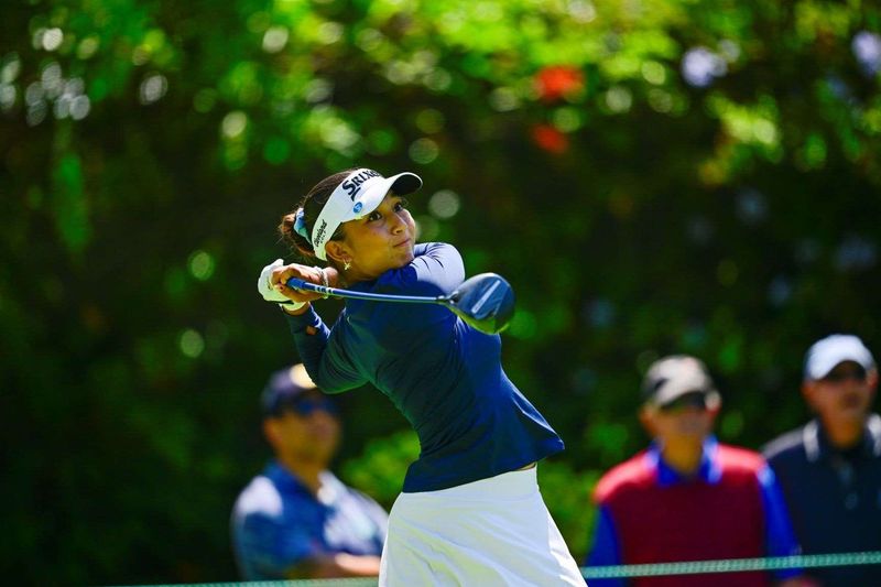 Sofia Rivera plays her tee shot on the 11th hole during the first round of the 2026 U.S. Women's Open on June 4 at the Riviera Country Club in Pacific Palisades, Calif.