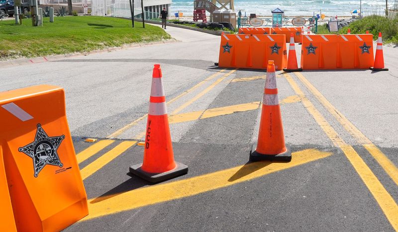 Barriers stand at the Dunlawton Boulevard vehicle ramp in Daytona Beach Shores as testing on safety improvements continues June 5, 2026.