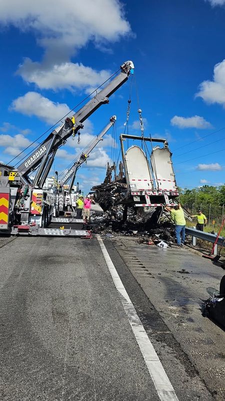 A semi-truck carrying lithium batteries caught on fire June 6 on I-75 in Collier. Northbound lanes in that area were closed for approximately eight hours.