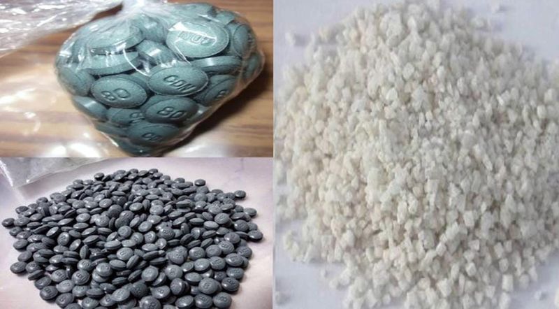 A U.S. Drug Enforcement Administration photo shows confiscated pills containing deadly doses of fentanyl.