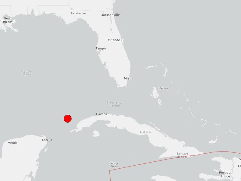 The U.S. Geological Survey map shows a magnitude 6.1 earthquake strike northwest of Cuba, which reportedly sent tremors all the way to Florida, on Monday, June 8, 2026.