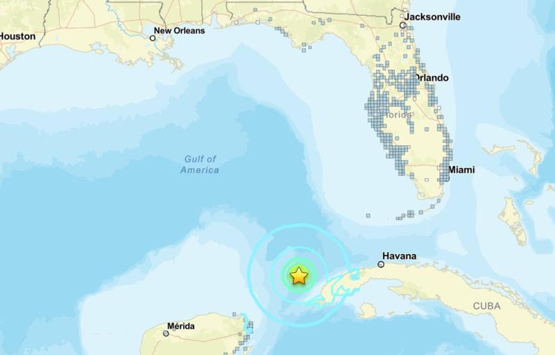The United States Geological Survey charted reports of tremors around Florida from the June 8, 2026 earthquake near Cuba.