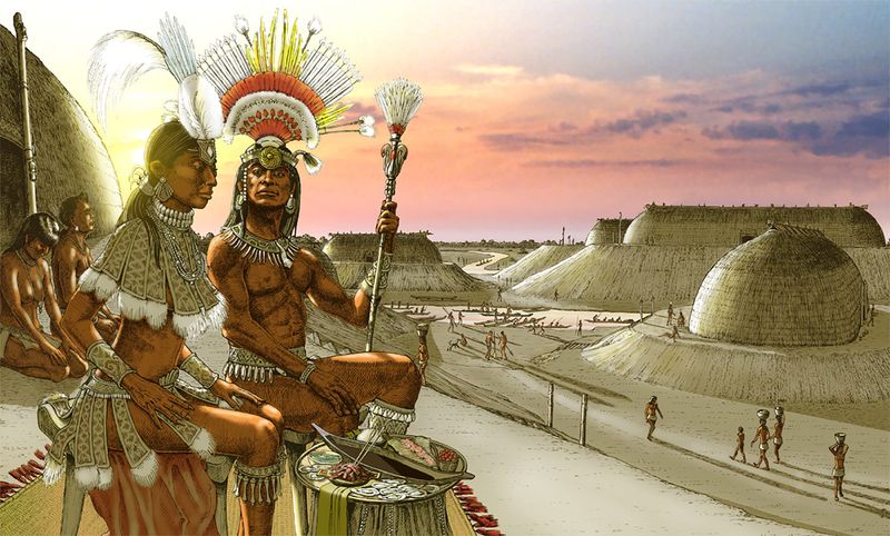 Calusa society, “On Top of World” illustration. Artwork by Merald Clark.