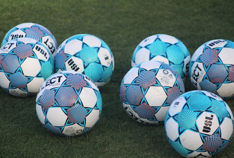 STOCK | Soccer balls rest on the playing field before a USL Championship men's soccer game between Sporting Club Jacksonville and the Tampa Bay Rowdies on June 6, 2026 at Hodges Stadium in Jacksonville, Florida. [Clayton Freeman/Florida Times-Union]