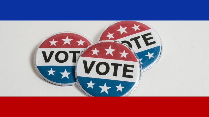 Election buttons that read "vote"