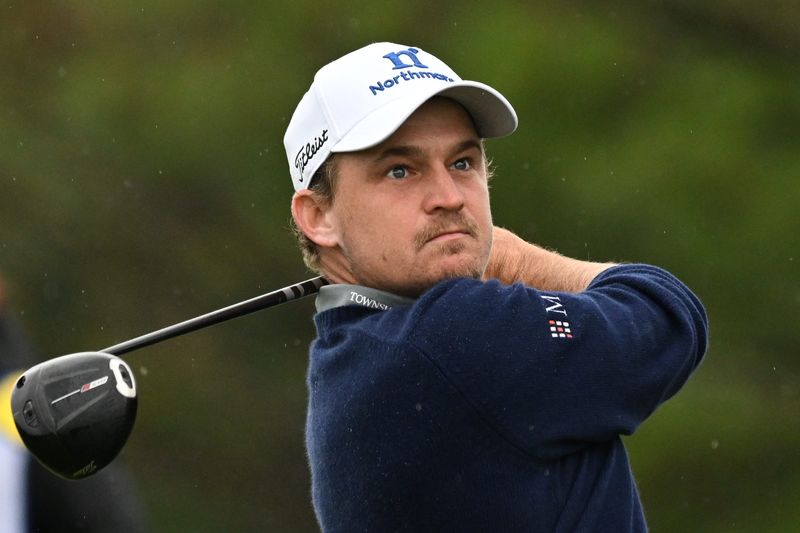 Jun 14, 2026; Caledon, Ontario, CAN; Bud Cauley hits his tee shot at the second hole during the final round of the RBC Canadian Open golf tournament. Mandatory Credit: Dan Hamilton-Imagn Images