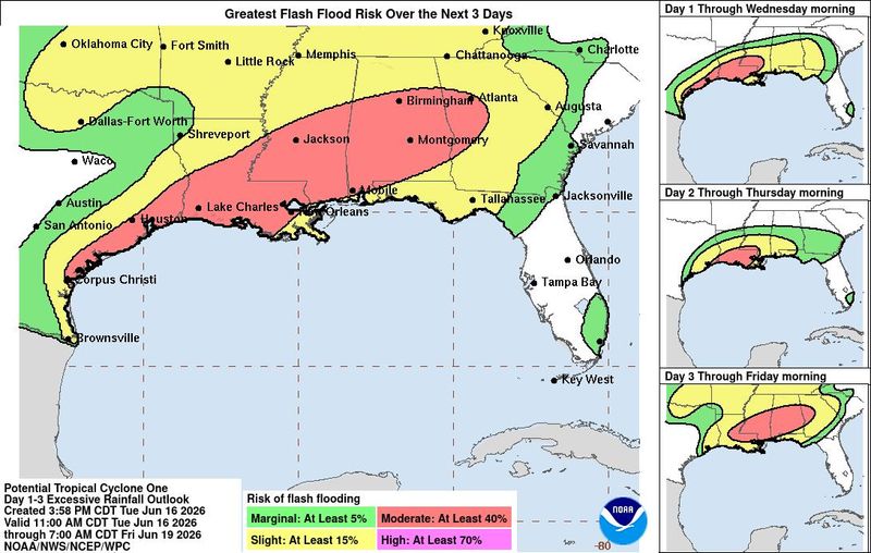 The Excessive Rainfall Outlooks give Tallahassee a slight chance of seeing flooding from what could become Tropical Storm Arthur.