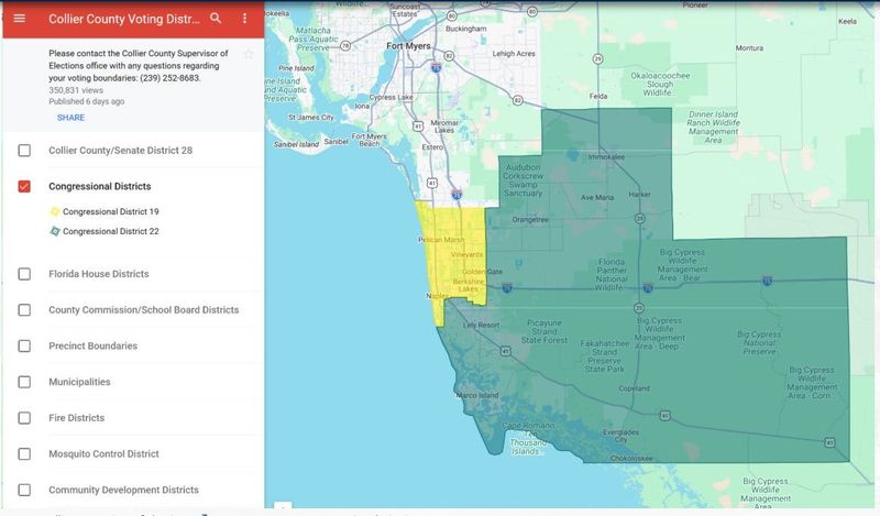 Collier County's redrawn U.S. Congressional districts now has most of Collier County in District 22.