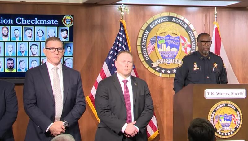 Jacksonville Sheriff T.K. Waters briefs the media about Operation Checkmate, a five-day sting that netted 29 arrests of men attempting to meet minors for sex.