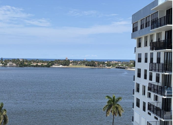 Portofino South view toward Palm Beach that captures President Trump's Mar-a-Lago estate