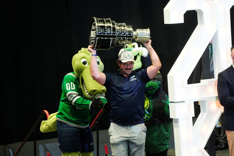 Scenes during  a celebration for the Florida Everblades and fans at Hertz Arena in Estero on Saturday, June 20, 2026. The Florida Everblades held the celebration to honor the team and fans after winning a 5th ECHL Championship and Kelly Cup.