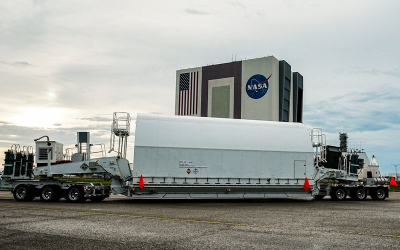 The Nancy Grace Roman Space Telescope is unloaded from NASA’s transport barge Pegasus June 21, 2026. The telescope is being prepared for launch aboard a Falcon Heavy rocket later this year. Craig Bailey, FLORIDA TODAY via USA TODAY NETWORK