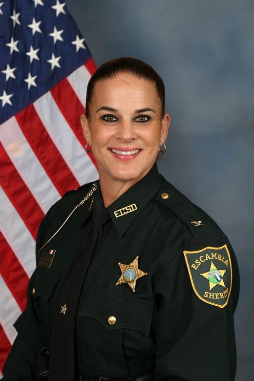 Mindy Von Ansbach Young is a former colonel for the Escambia County Sheriff's Office. She was arrested by ECSO deputies June 18, 2026, on a Milton Police Department warrant.