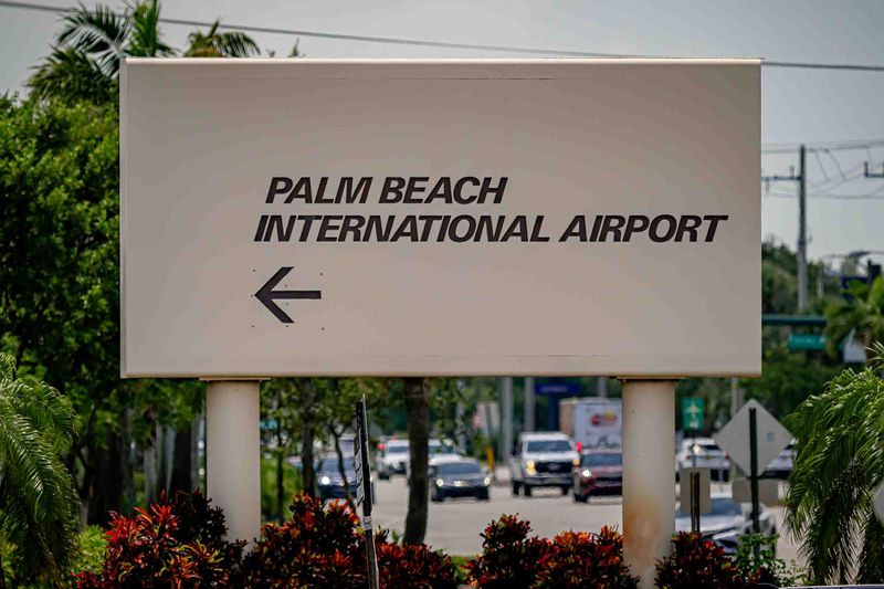 Signage for Palm Beach International Airport in West Palm Beach, Fla., on June 24, 2026.