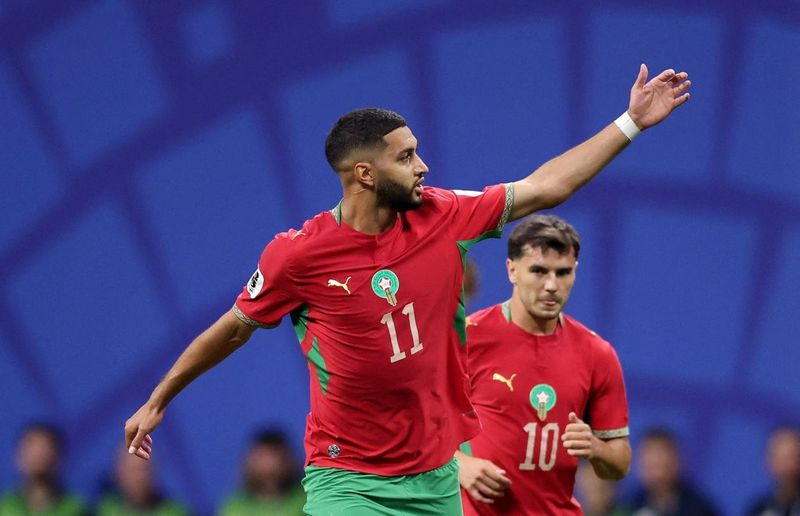 June 24, 2026; Atlanta, Georgia, U.S.; Morocco's Ismael Saibari celebrates scoring their second goal.  Mandatory Credit: Brett Davis-Imagn Images