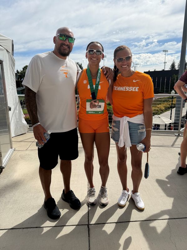 Standing alongside her parents Aaron Overton Sr. (left) and Nicole Overton, Vero Beach High graduate Taylor-Nicole Overton poses for a photo after qualifying for the U20 World Championship for Team USA on Friday, June 19 from the University of Oregon in Eugene, Oregon.