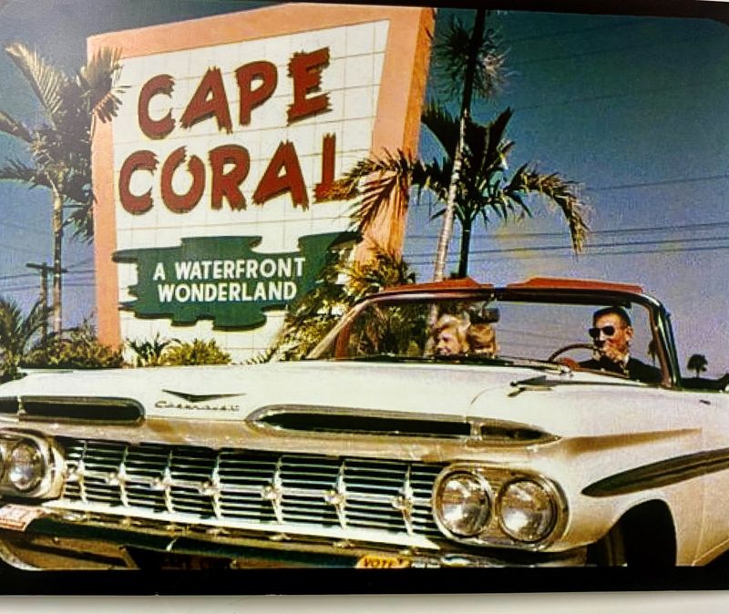 A Cape Coral postcard circa 1960, back when Cape Coral's streets were freshly named