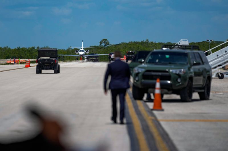 A plane taxis down the runway after a press conference at Alligator Alcatraz in Ochopee, Fla., on Thursday, June 25, 2026.