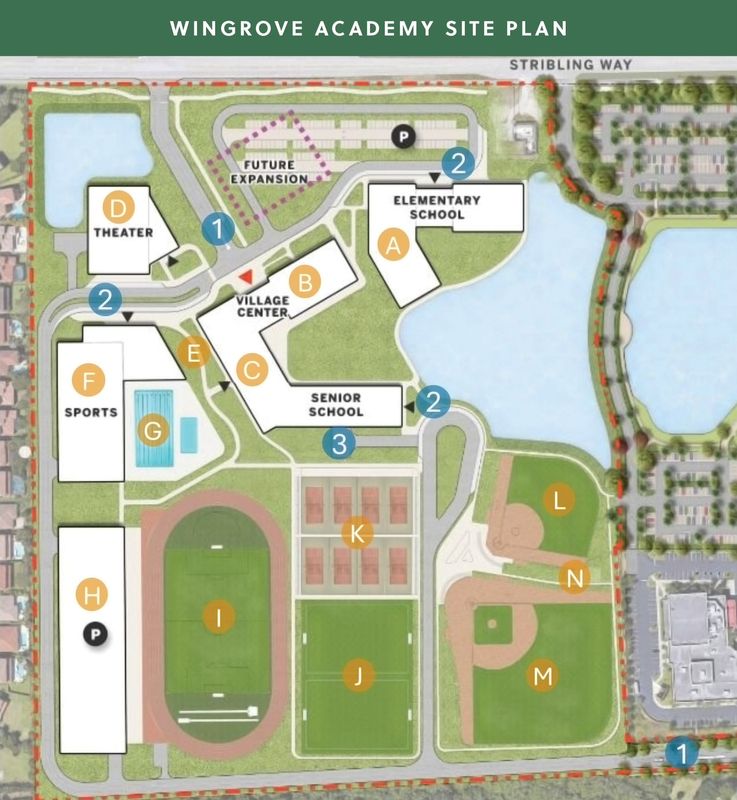 Map of planned Wingrove Academy in the village of Wellington.