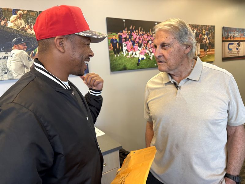 Pensacola native and former PHS star Adron Chambers visited with his former manager, Tony La Russa on June 19 at Blue Wahoos Stadium. The two were together on 2011 St. Louis Cardinals World Series championship team.