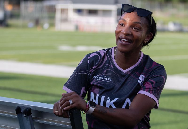 Crystal Dunn, a USWNT legend, attends the soccer match between TLH Reckoning and Fort Lauderdale United on Saturday, June 27, 2026.