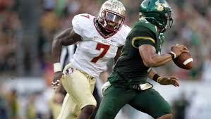 Florida State senior linebacker Christian Jones pursues B.J. Daniels as the Florida State Seminoles visit the South Florida Bulls at Tampa Bay's Raymond James Stadium on Saturday, Sept. 29, 2012.