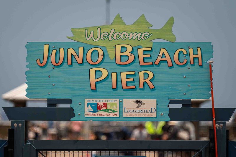Signage at Juno Beach Pier in Juno Beach, Fla., on June 25, 2026.