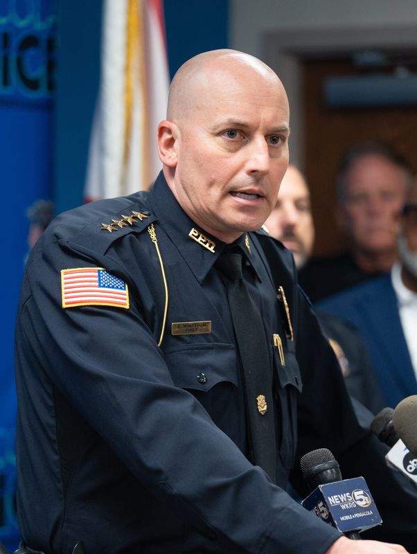 Chief Eric Winstrom gives an update about the fatal shooting on Intendencia Street early on Sunday morning during a press conference at the Pensacola Police Department on July 6, 2026.